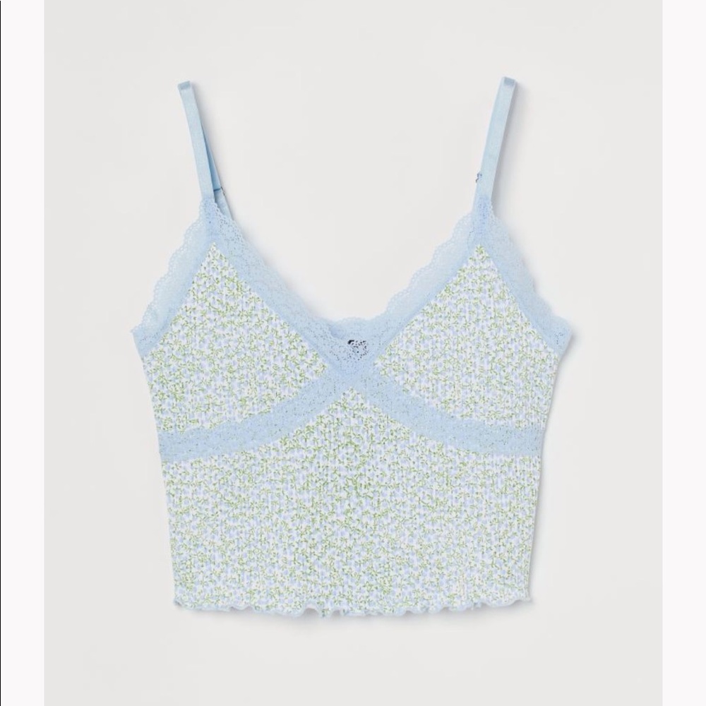H&M lace trimmed cropped tank top (Womens Large)- New w/out tags